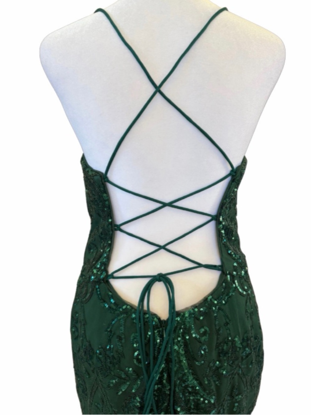 Rated PG by PromGirl Emerald Green Sequin Spaghetti Strap Dress - Picture 4 of 6